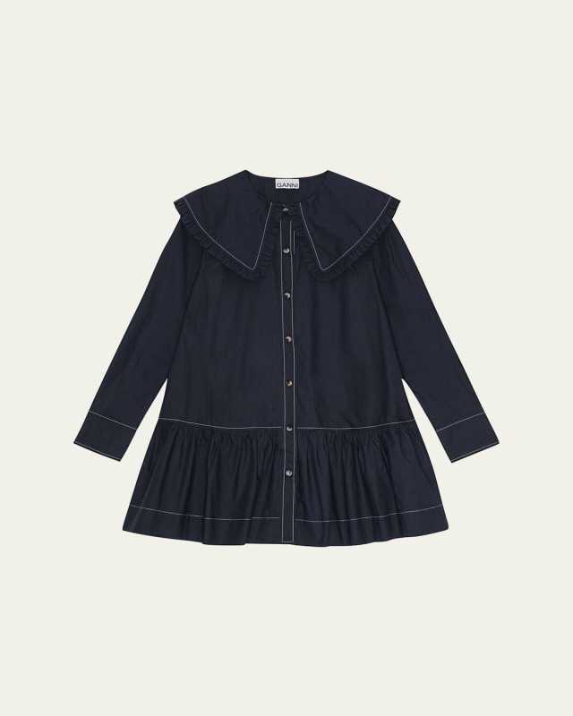 Poplin Big Collar Mini Shirtdress